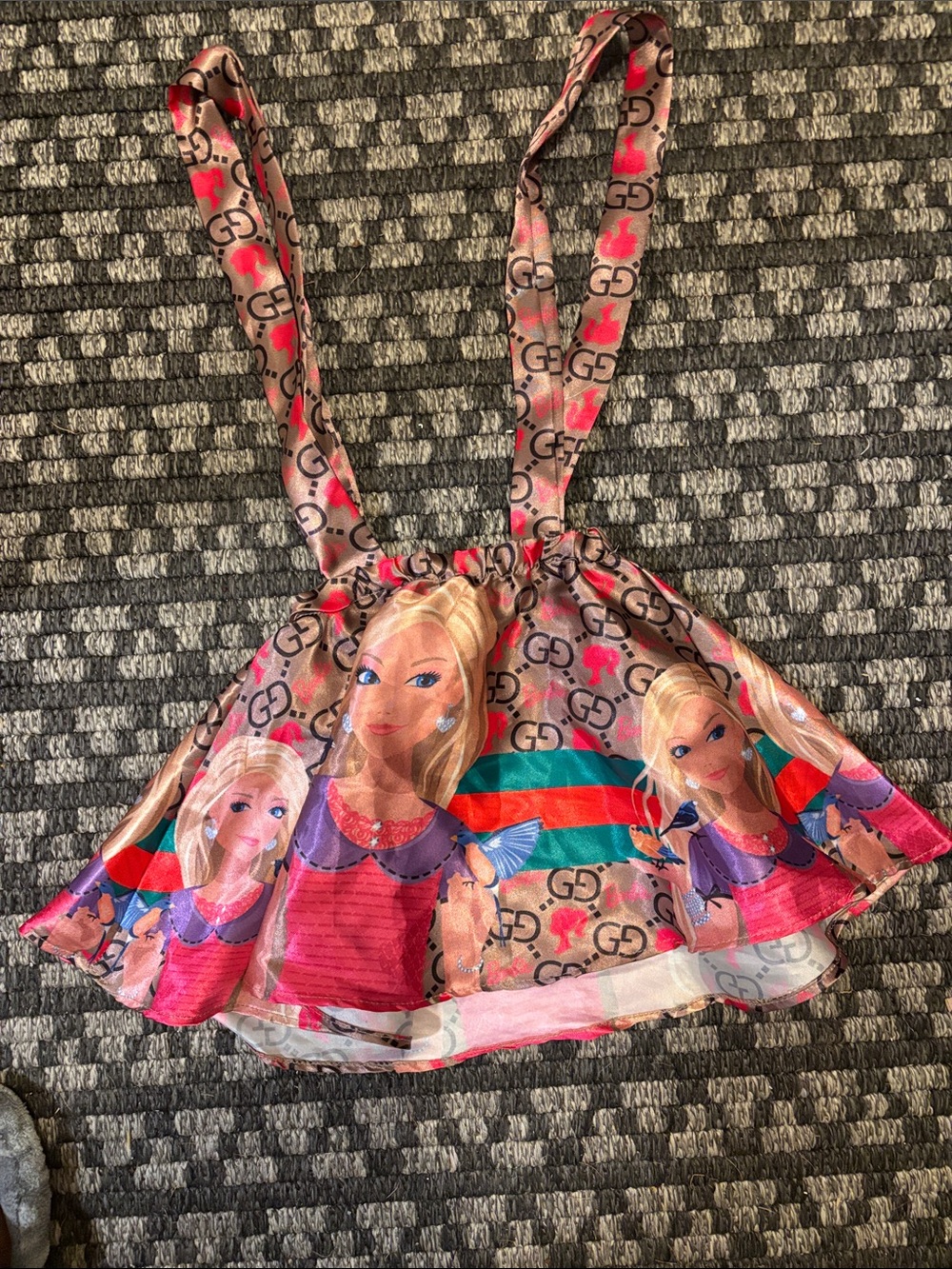 Kids Pink Printed Suspender Skort roper outfit- Unknown Brand